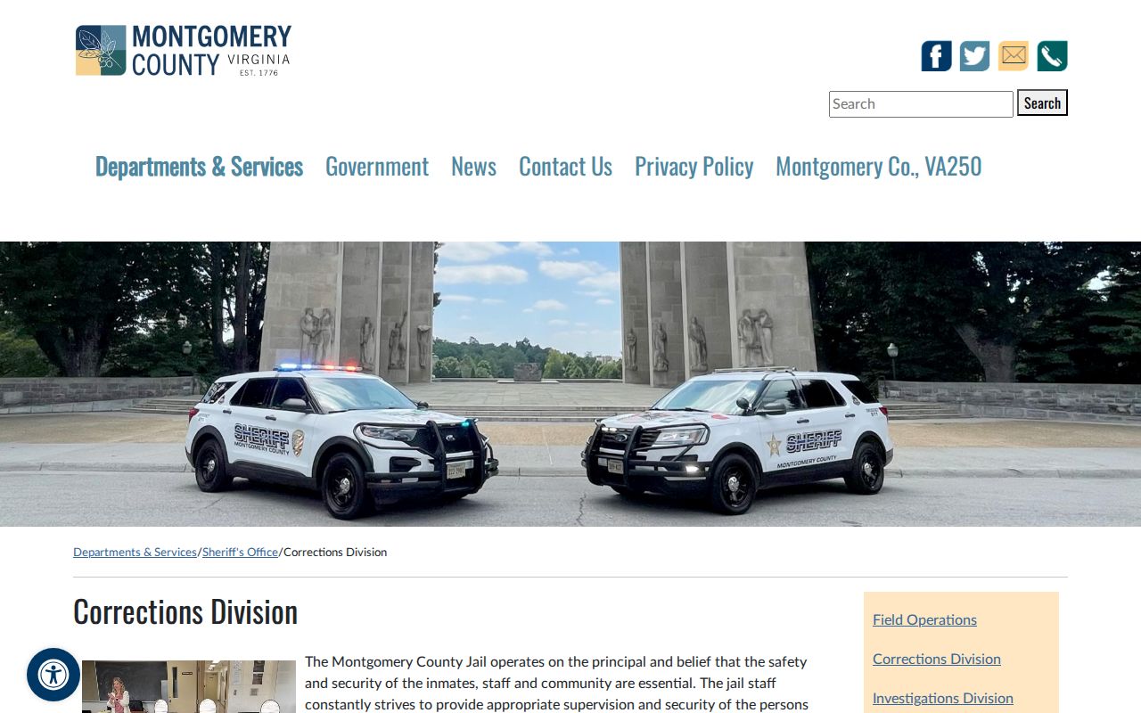 Montgomery County arrest records and Sheriff Corrections Division information