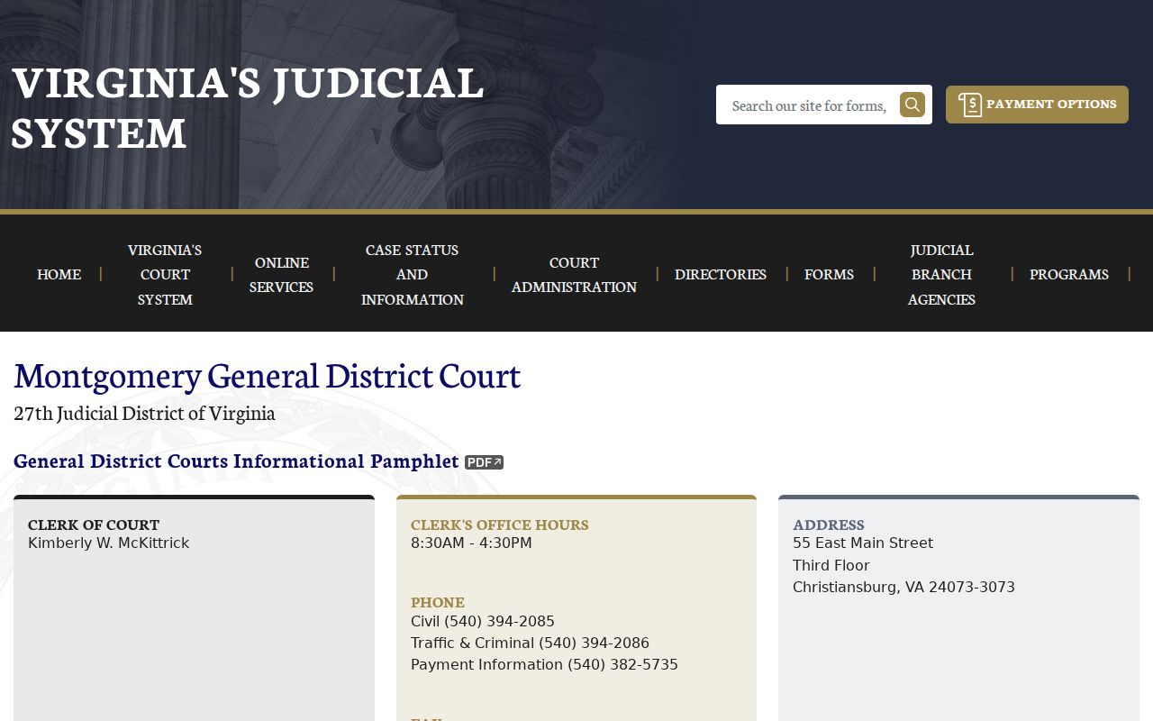 Montgomery County criminal court cases General District Court schedule